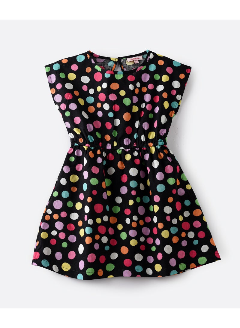 Jelliene Girls Multicolor Polka Dot Casual Dress - Image 1